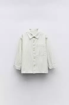 Полосатая рубашка с карманом ZARA, белый