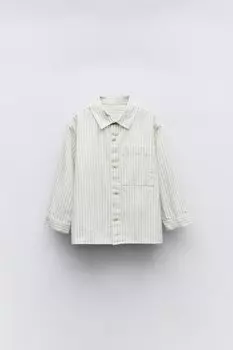 Полосатая рубашка с карманом ZARA, белый