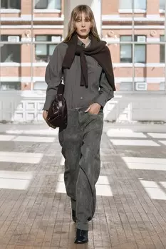 Полосатая рубашка с карманом ZARA, серый/бежевый