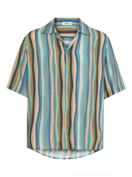 Полосатая рубашка с короткими рукавами Amir Slama, синий