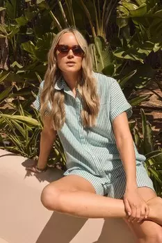 Полосатая рубашка с короткими рукавами Long Tall Sally, зеленый