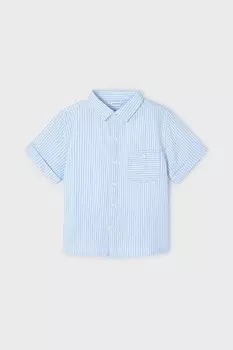 Полосатая рубашка с короткими рукавами Mayoral, синий