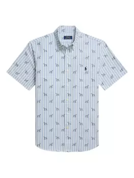 Полосатая рубашка с принтом собаки Polo Ralph Lauren, синий