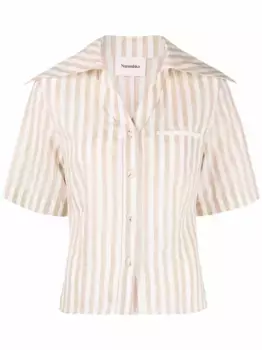 Полосатая рубашка с широким воротником Nanushka, нейтральный