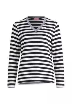 Полосатая рубашка с V-образным вырезом BETTY BARCLAY, черно-белый