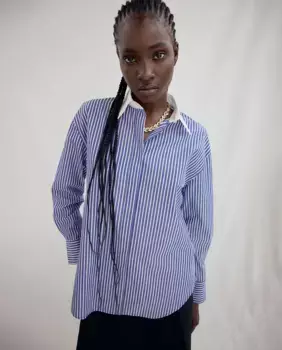 Полосатая рубашка с воротником Sfera, синий