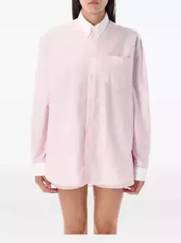 Полосатая рубашка с вышитым гербом Sporty & Rich, розовый