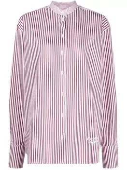 Полосатая рубашка с вышитым логотипом Maison Kitsun, красный