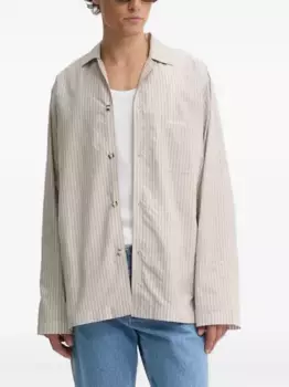 Полосатая рубашка с вышитым логотипом Nanushka, нейтральный