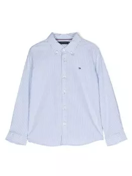 Полосатая рубашка с вышитым логотипом Tommy Hilfiger Junior, синий