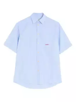 Полосатая рубашка с вышитым логотипом VALENTINO GARAVANI, синий