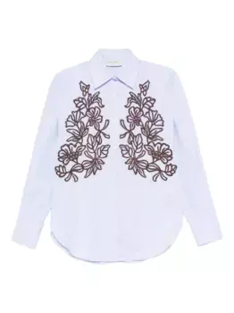 Полосатая рубашка с вышивкой ERMANNO FIRENZE, синий