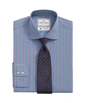 Полосатая рубашка Thomas Mason стандартного кроя с английским раздвинутым воротником Brooks Brothers, синий