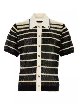 Полосатая рубашка в технике кроше AMIRI, черный