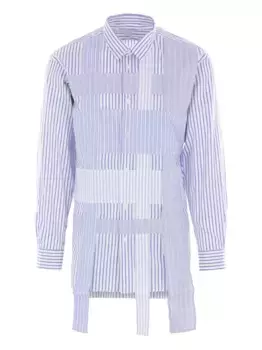 Полосатая рубашка в технике пэчворк Comme Des Garons Shirt, синий