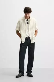 Полосатая рубашка ZARA, экрю/черный