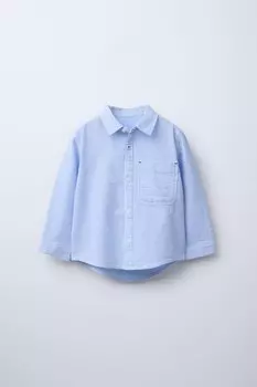 Полосатая рубашка ZARA, экрю/синий