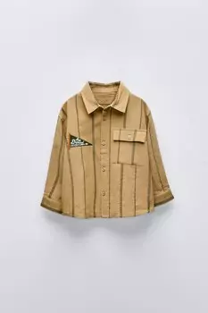 Полосатая рубашка ZARA, бежевый