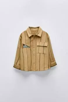 Полосатая рубашка ZARA, бежевый