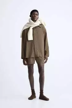 Полосатая рубашка ZARA, коричневый