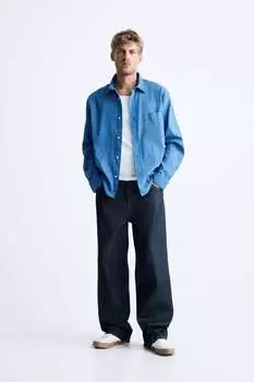 Полосатая рубашка ZARA, синий