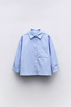 Полосатая рубашка ZARA, синий