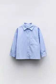 Полосатая рубашка ZARA, синий