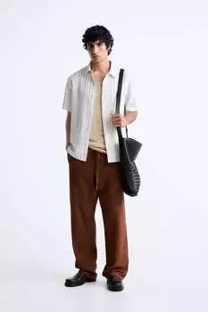 Полосатая рубашка Zara, синий/белый