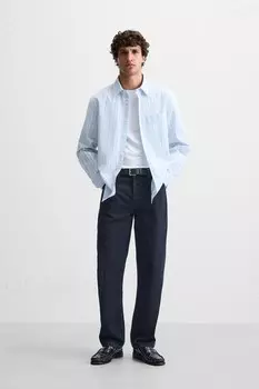 Полосатая рубашка ZARA, синий/белый