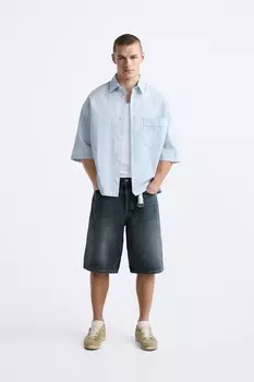 Полосатая рубашка ZARA, синий/белый