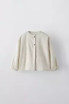 Полосатая рубашка ZARA, светло-бежевый