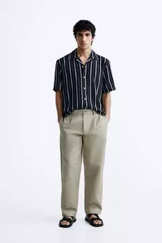 Полосатая рубашка ZARA, темно-синий