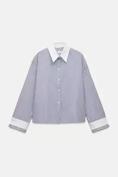 Полосатая рубашка ZARA, темно-синий
