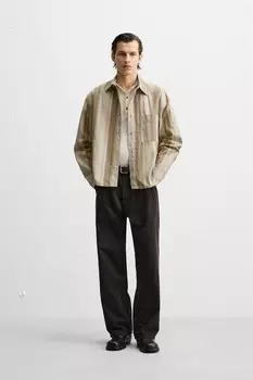 Полосатая рубашка ZARA, темно-синий