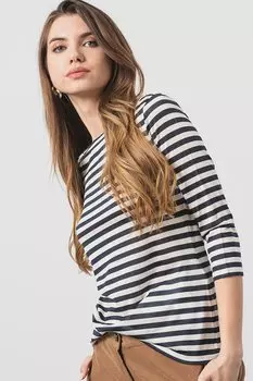 Полосатая шелковая блузка с рукавами 3/4 Max&Co, черный