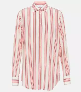 Полосатая шелковая рубашка Loro Piana, мультиколор