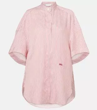 Полосатая шелковая рубашка Stella McCartney, White/Red