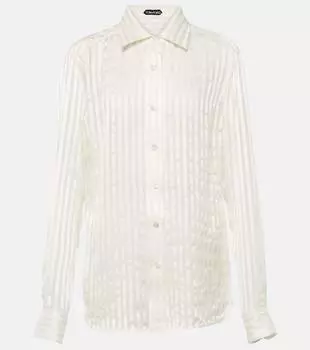 Полосатая шелковая рубашка Tom Ford, белый