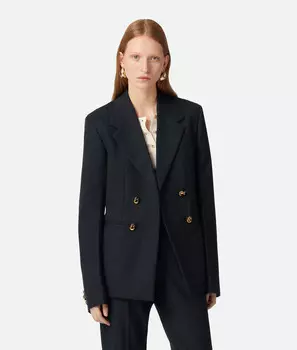 Полосатая шерстяная куртка Bottega Veneta, темно-синий/черный