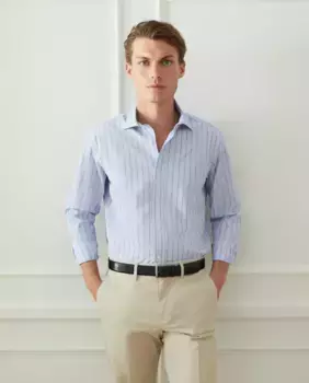 Полосатая спортивная рубашка с длинными рукавами Emidio Tucci, темно-синий