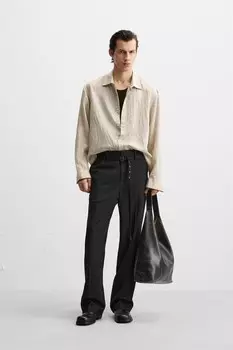 Полосатая струйная рубашка ZARA, бежевый