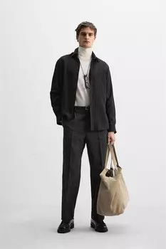 Полосатая струйная рубашка ZARA, черный