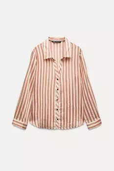 Полосатая струйная рубашка ZARA, марсала