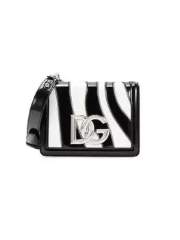 Полосатая сумка через плечо из лакированной кожи Dolce & Gabbana, цвет Black White