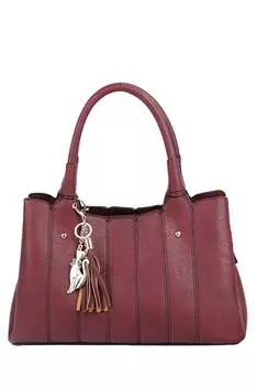 Полосатая сумка через плечо Katze из искусственной кожи с подвеской в виде котенка Fontanella Fashion, красный