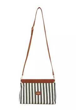 Полосатая сумка-тоут из холщовой ткани Parigi, синий