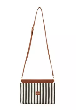 Полосатая сумка-тоут из холщовой ткани Parigi, черный