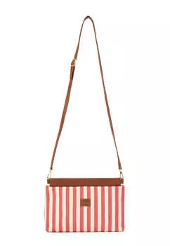 Полосатая сумка-тоут из холщовой ткани Parigi, красный