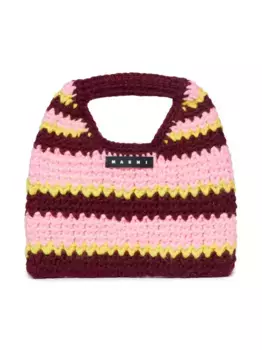 Полосатая сумка в технике кроше Marni Kids, розовый