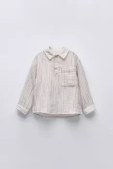 Полосатая текстурная футболка поло ZARA, цвет striped